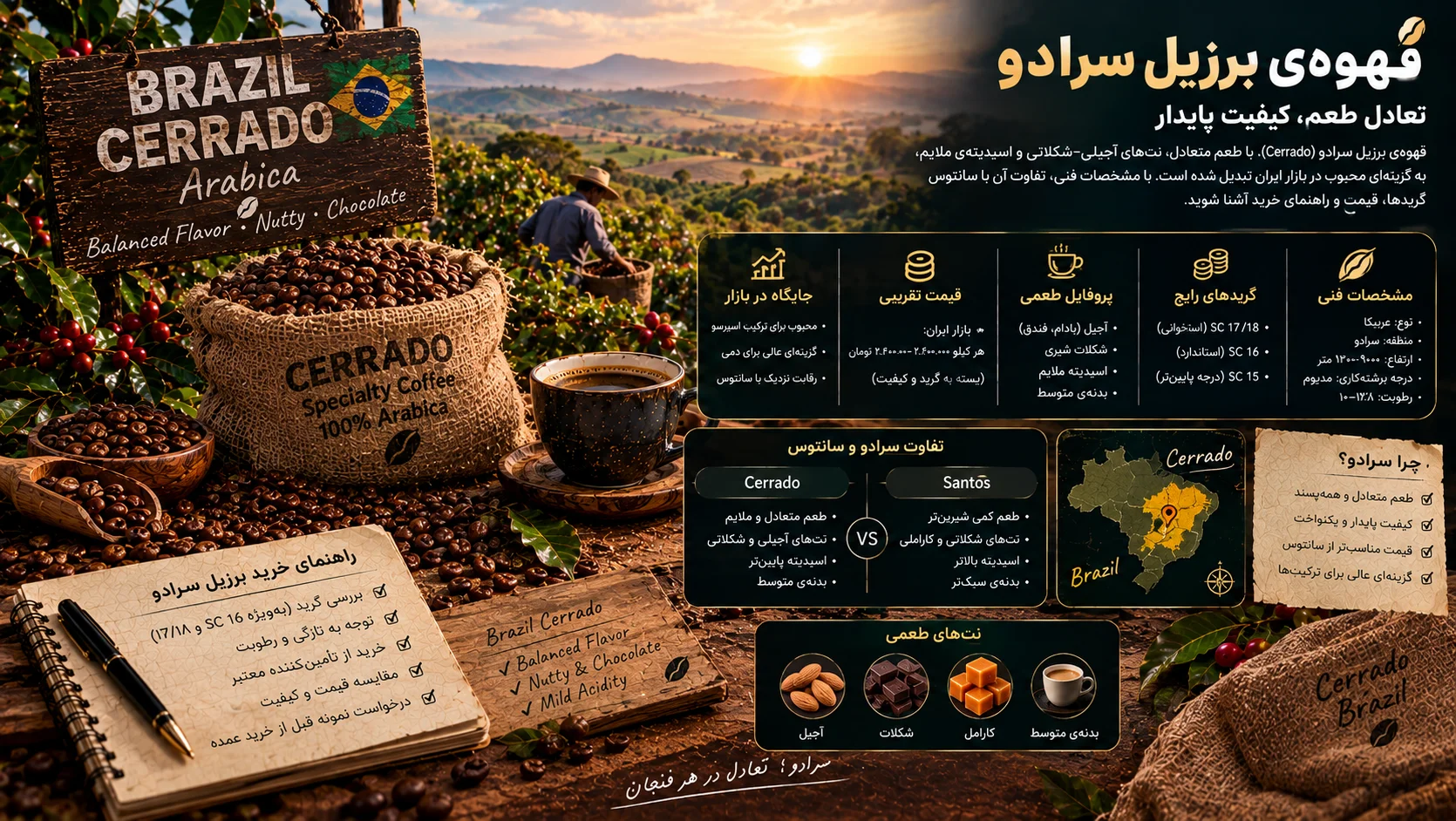 قهوه‌ی برزیل سرادو؛ گزینه‌ی متعادل و محبوب