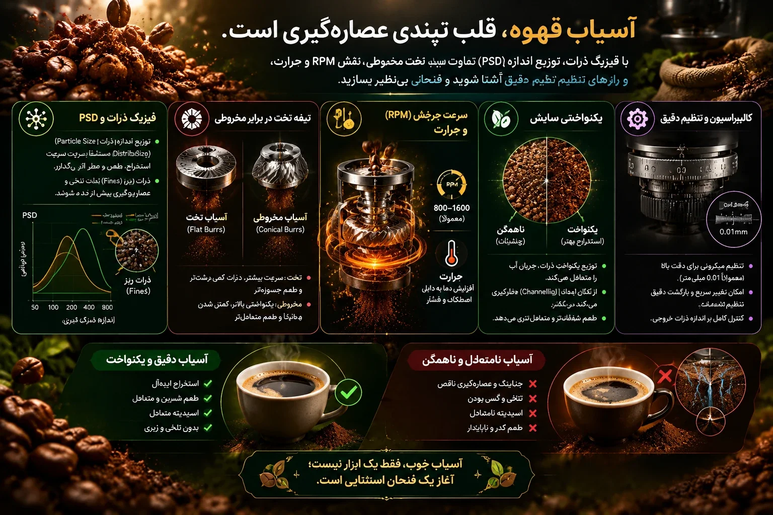 فیزیک آسیاب قهوه؛ نیروی نامرئی که سرنوشت فنجان شما را رقم می‌زند