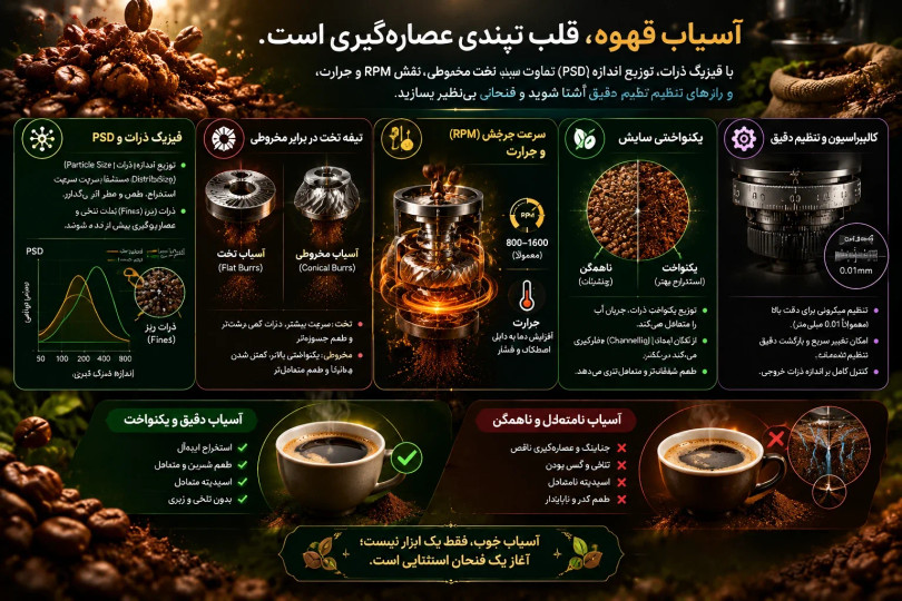 فیزیک آسیاب قهوه؛ نیروی نامرئی که سرنوشت فنجان شما را رقم میزند